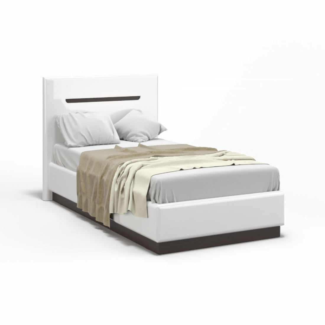 Двуспальная кровать "Парма" 140 х 200 с ортопедическим основанием цвет белый / венге